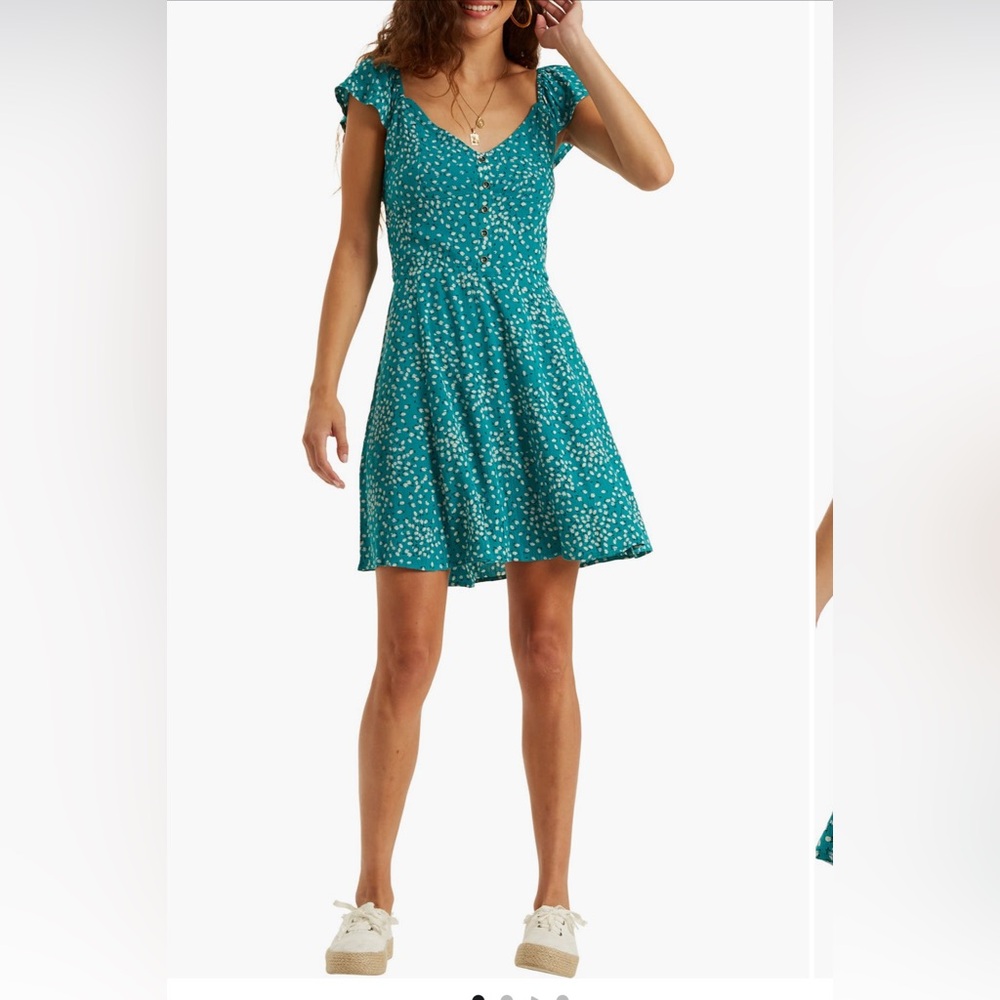 Billabong Teal Mini Dress with White Dots